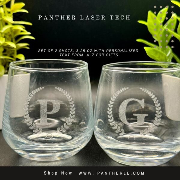 Custome Set of 2 Engraved Initial or Name 3.25 Ounce Glass