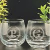 Custome Set of 2 Engraved Initial or Name 3.25 Ounce Glass