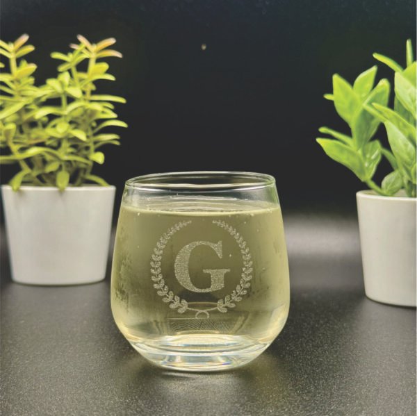 Custome Set of 2 Engraved Initial or Name 3.25 Ounce Glass
