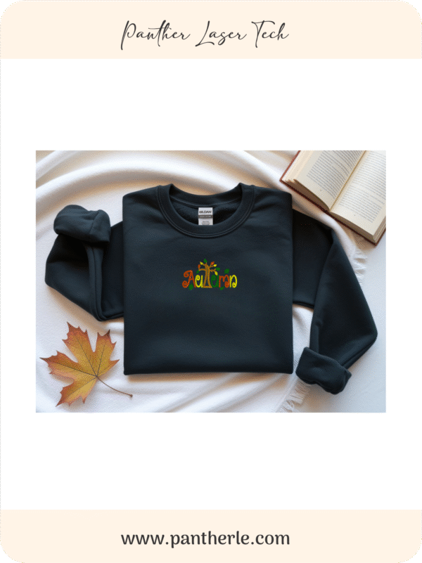 autumn black Embroidered "autumn" Sweatshirt,Cozy Fall Sweatshirt, Embroidered Fall Crewneck , Cute Embroidered Sweatshirt, Christmas Gift