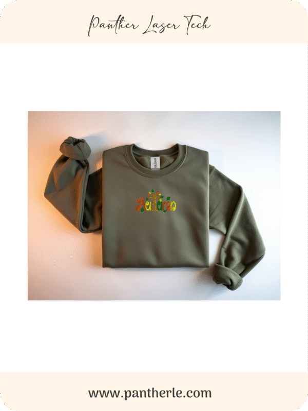 autumn green Embroidered "autumn" Sweatshirt,Cozy Fall Sweatshirt, Embroidered Fall Crewneck , Cute Embroidered Sweatshirt, Christmas Gift