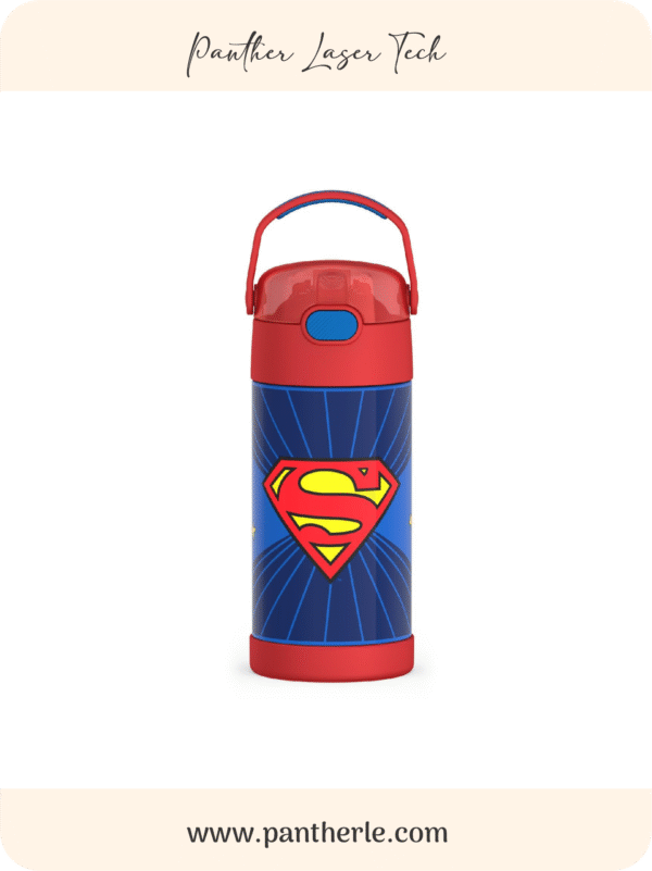 supermantumbler Personalize your name with laser engraving Kids Water Bottle with Straw, 12 oz Stainless Steel Vacuum Insulated Water Bottle with Lid
